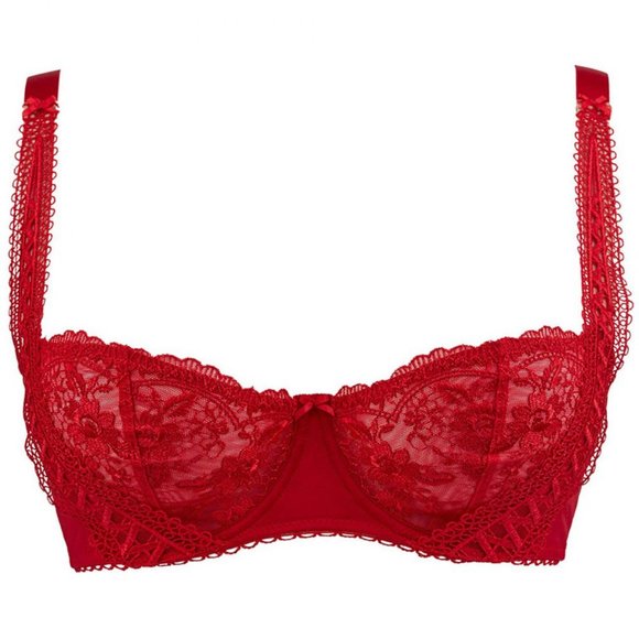 Aubade Red Lace Bra 34F - Picture 2 of 4